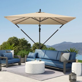 Outsunny Parasol ogrodowy Ø260 cm wodoodporny z ochroną UV 50 khaki do ogrodu i tarasu | Aosom PL