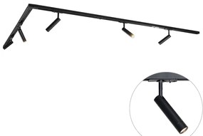 Nowoczesny system oświetlenia szynowego z 5 czarnymi reflektorami jednofazowymi - Iconic Ivy