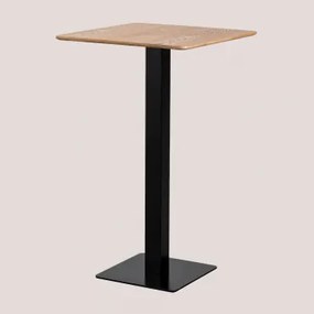 Wysoki Kwadratowy Stół Barowy W Okleinie Jesionowej Espresso ↔︎ 60 Cm & Czarny - Sklum
