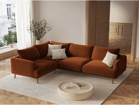 Aksamitny narożnik (lewostronny/w kształcie litery L) w kolorze terakoty Naomi – Micadoni