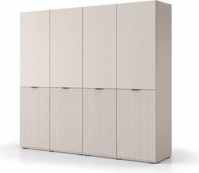 Szafa czterodrzwiowa 200 cm Dickson 2 z ryflowanymi frontami - 12 półek i 4 drążki
