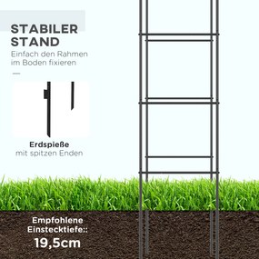 Outsunny Łuk Ogrodowy, Łuk Różany, Łuk Pnący, Krata na Róże Metalowa, czarny, 1,40 x 0,40 x 2,40 m