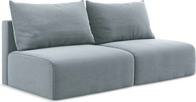 Niebieska aksamitna rozkładana/ze schowkiem sofa 216 cm Kalena – Makamii