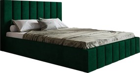 Łóżko tapicerowane 180x200 cm Moris - łóżko z pojemnikiem i stelażem metalowym - welur zielony (Kronos 19)