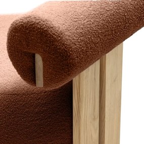 Brązowy designerski fotel HANNA, dąb