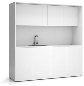 Kuchnia biurowa NIKA ze zlewem i kranem 1963 x 600 x 2000 mm, biały, lawo
