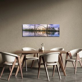 Obraz jeziora (z zegarem) (90x30 cm)