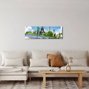 Obraz - Podróż dookoła świata (z zegarem) (90x30 cm)
