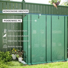 Outsunny Mini-szklarnia z 3-poziomowymi półkami, pokrywa plastikowa, UV-odporna, przenośna, drzwi rolowane, 144 x 48 x 152 cm, Zielony