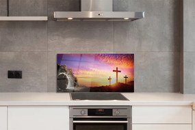 Szklany Panel Krzyże zachód słońca jaskinia