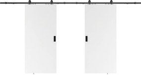 Drzwi przesuwne podwójne z naściennym systemem przesuwnym – MDF + PVC Białe – 2 x wys. 205 x dł. 63 cm – VARIN II