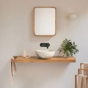 Zestaw Mebli Łazienkowych 130x45 Cm Wiszący Z Drewna Tekowego Neill Drewno Tekowe & Nieregularna Z - Sklum