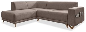 Brązowy rozkładany/ze schowkiem narożnik (lewostronny/w kształcie litery L) Classy Sophie – Miuform