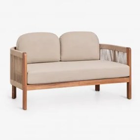 Sofa Ogrodowy Dwuosobowy Z Drewna Akacjowego I Plecionej Liny Serel Marrón Arena Claro - Sklum
