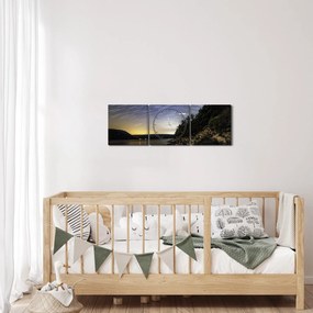 Obraz - niebo podczas zachodu słońca (z zegarem) (90x30 cm)
