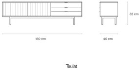 Szaro-naturalna szafka pod TV w dekorze dębu 180x52 cm Sierra – Teulat