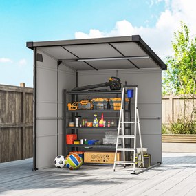 Outsunny 1,9 x 1,9 m Domek Ogrodowy, Schowek na Narzędzia z Tworzywa, Zamykane Drzwi, 2 Otwory Wentylacyjne, Jasnoszary