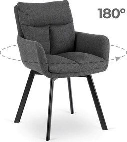 Krzesło Tapicerowane Obrotowe do Salonu CORTADO Ciemnoszare Nowoczesne