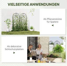 Metalowe Kratki na Róże 2 szt. Outsunny Zestaw, Odporny na Rdzę, dla Roślin Pnących z Motywem Ptaków 50x120 cm, Czarny