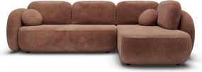 Masseno Narożnik AMICO z funkcją spania i pojemnikiem na pościel Narozniki L, Rozkładana sofa - Brązowy, EGON 44