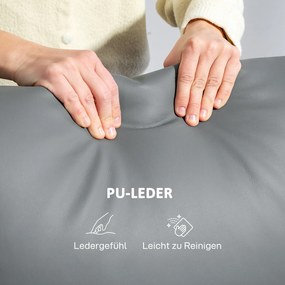 HOMCOM Sofa 3-osobowa, lewy i prawy siedzisko odchylane, regulowany podnóżek, pokrycie z ekoskóry, do salonu, Ciemnoszary