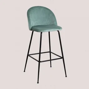 Zestaw 4 Aksamitnych Wysokich Stołków Kana Design Verde Abeto & ↑75 Cm & Negro - Sklum