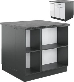 Wyspa kuchenna biały wysoki połysk/antracyt 90x60x82 fame-line