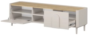 Szafka RTV Amilio 170 cm z szufladą na nóżkach - kaszmir / dąb olejowany / uchwyty kaszmir