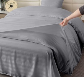 PrzytulneMieszkanie.pl PrzytulneMieszkanie.pl Hotelowa pościel z mikrowłókna JASMINE jasnoszara - pasek 2 cm, hotelowa kieszeń Rozmiar pościeli: 2 szt 70 x 90 cm | 200 x 220 cm