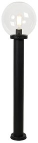 Lampa ogrodowa słupkowa czarna z przezroczystą kulą 100 cm IP44 - Sfera
