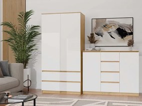 Nowoczesna komoda dąb artisan + biel M0-W35