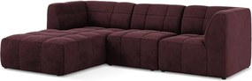 Bordowy aksamitny narożnik (lewostronny/z szezlongiem) Aloha – Makamii