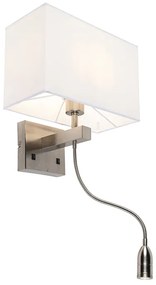 Nowoczesna lampa ścienna stalowa z kloszem białym - Bergamo Nowoczesny Oswietlenie wewnetrzne