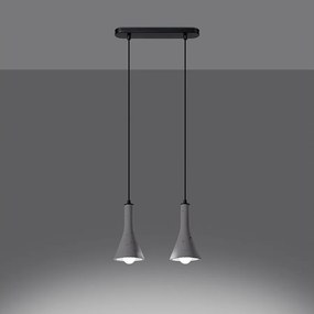Lampy wiszące nowoczesny Lum, beton - 2 źródło światła 3000K - L.34 x H.113 cm - szary