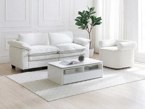 Stolik kawowy z 2 szufladami i 2 wnękami z oświetleniem LED - Biały - SYLPIA