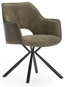 Zielone tapicerowane fotele jadalniane zestaw z podłokietnikami 2 szt. Mariel – Marckeric