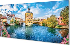 Panel szklany do Kuchni Mosty Starego Miasta o Zmierzchu