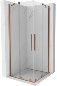 Mexen Velar Duo kabina prysznicowa rozsuwana 80 x 80 cm, transparent, miedź szczotkowana - 871-080-080-02-65