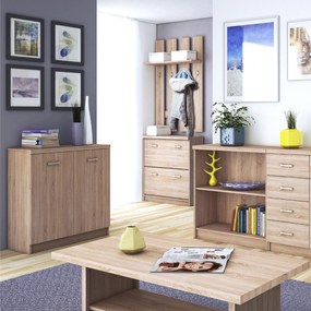 Komoda Dwudrzwiowa Drewniana do Salonu ELEGO 80 cm Dąb sonoma Nowoczesna