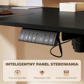 Vinsetto Biurko stojące, regulowane, komputerowe 140 cm x 70 cm x 116 cm, Czarne