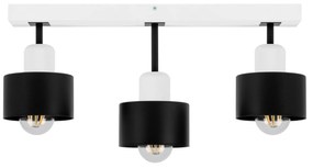 Czarno-biała lampa sufitowa, trzypunktowy spot DSC50x7WE z drewna i me