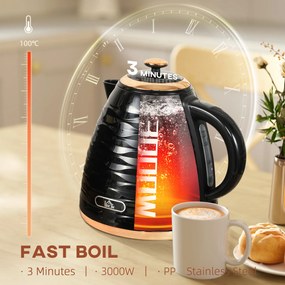 HOMCOM Czajnik Elektryczny, 1,7L, 2,2kW, Szybkie Gotowanie z Wyjmowanym Zmywalnym Filtrem Antykamiennym | Aosom PL