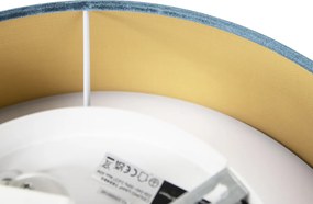 Nowoczesna lampa sufitowa niebieska 40 cm ze złotym wnętrzem - Drum