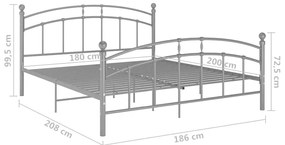 Szare metalowe łóżko małżeńskie 180x200 cm - Serafi