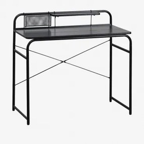 Biurko 100x45 Cm Ze Stali I Drewna Sibila Czarna - Sklum