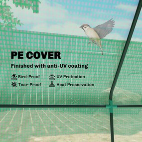 Outsunny Mini-Szklarnia, odporna na warunki atmosferyczne, z oknami zwijanymi, 240 cm x 90 cm x 90 cm, Zielona