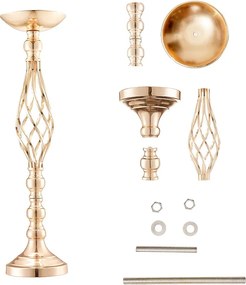 Wazon Succebuy Zestaw 20 Wazonów na Kwiaty z Złocistego Metalu dla Stołu Weselnego 58 Cm