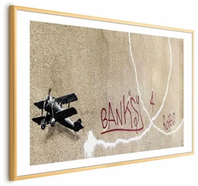 Plakat Dwupłatowiec 42x29,7 cm z ramą złotą z marginesem ARTGEIST B
