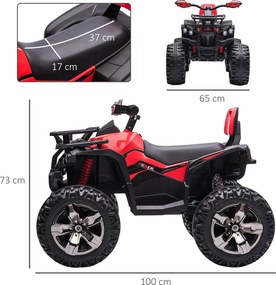 HOMCOM Elektryczny Quad dla dzieci z oświetleniem LED i portem USB Czerwony pojazd dla najmłodszych 100x65x73cm | Aosom PL