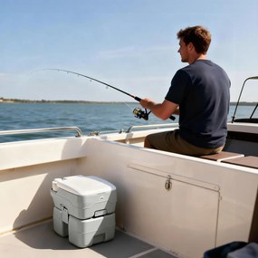 HOMCOM Przenośna toaleta kempingowa, maks. obciążenie 147 kg, 20L, do kempingu, wędrówek, podróży, wędkowania, 41,5 x 36,5 x 42 cm, szara | Aosom PL